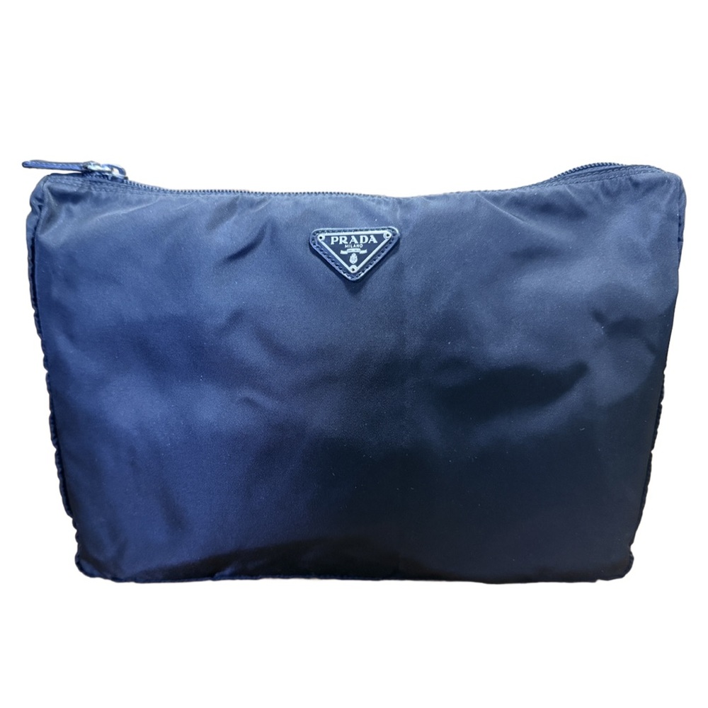 Prada Black Nylon Triangle Logo Cosmetic Bag - Picture 3 of 9